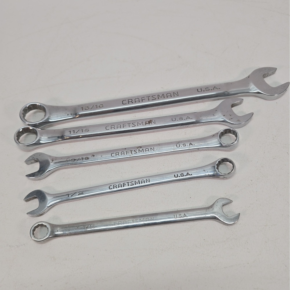 Craftsman Professional USA 5pc SAE 12 Point Combination Wrench Set 7/16-13/16